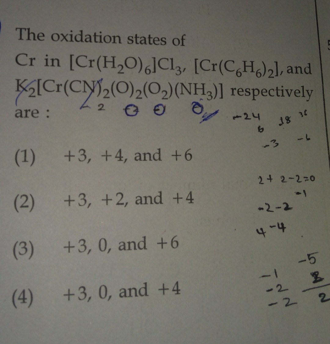 Question image for What is the oxidation sates of Cr in given compoun